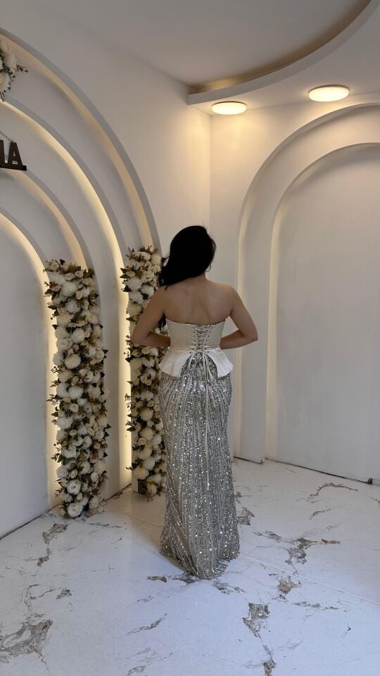 KORSELİ BALIK ABİYE BEJ 38