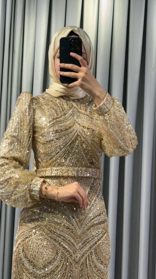 TAŞ İŞLEMELİ GOLD ABİYE 38