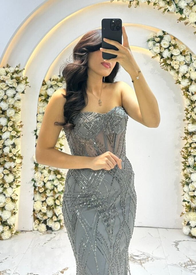 STRAPLEZ BOYDAN BOCUK İŞLEME ANTRASİT ABİYE 42