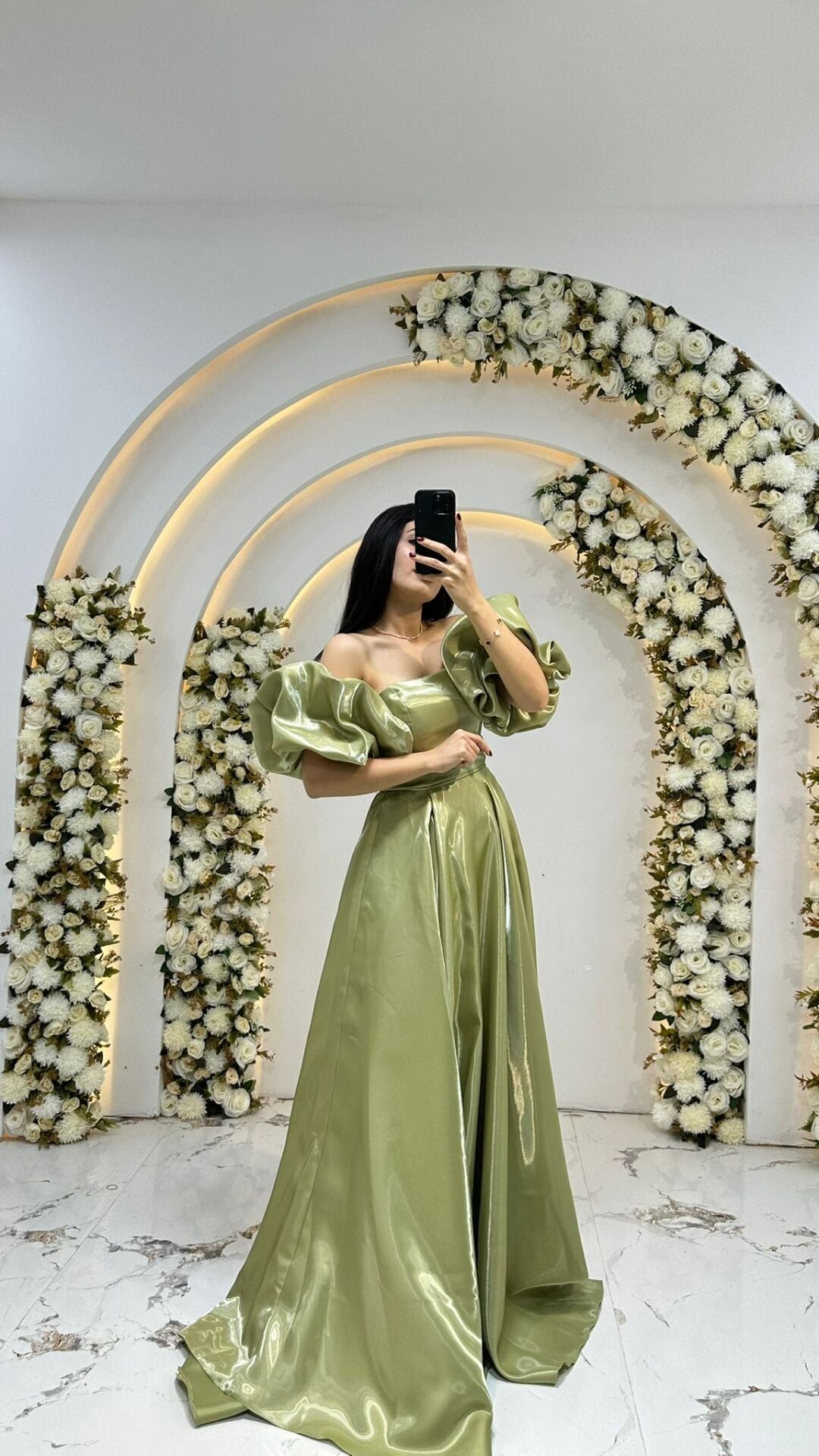 KABARIK BALON KOL SATEN A KESİM YEŞİL ABİYE 40