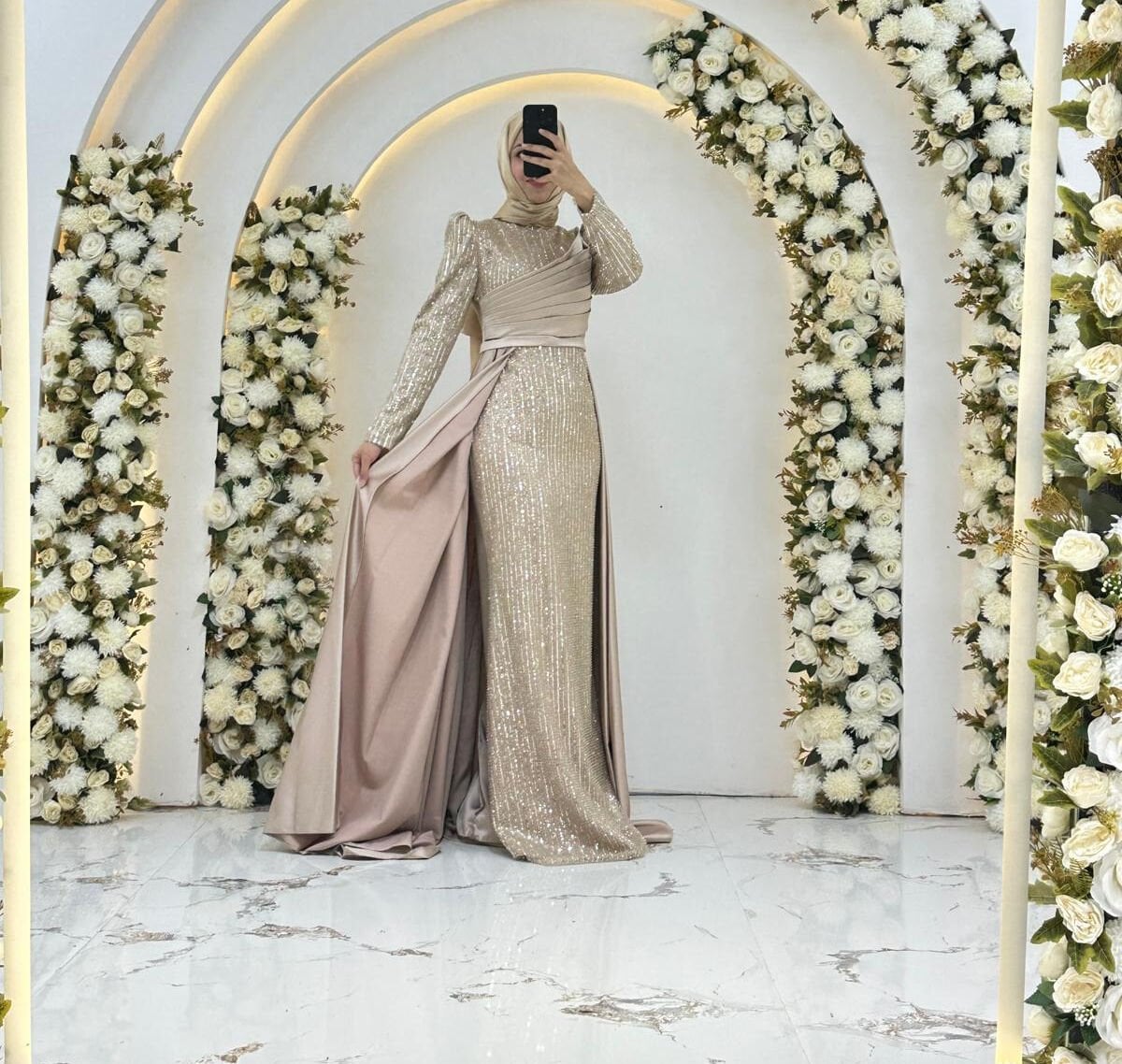 PUL PAYET  BALIK KREM  TESETTÜR ABİYE 44