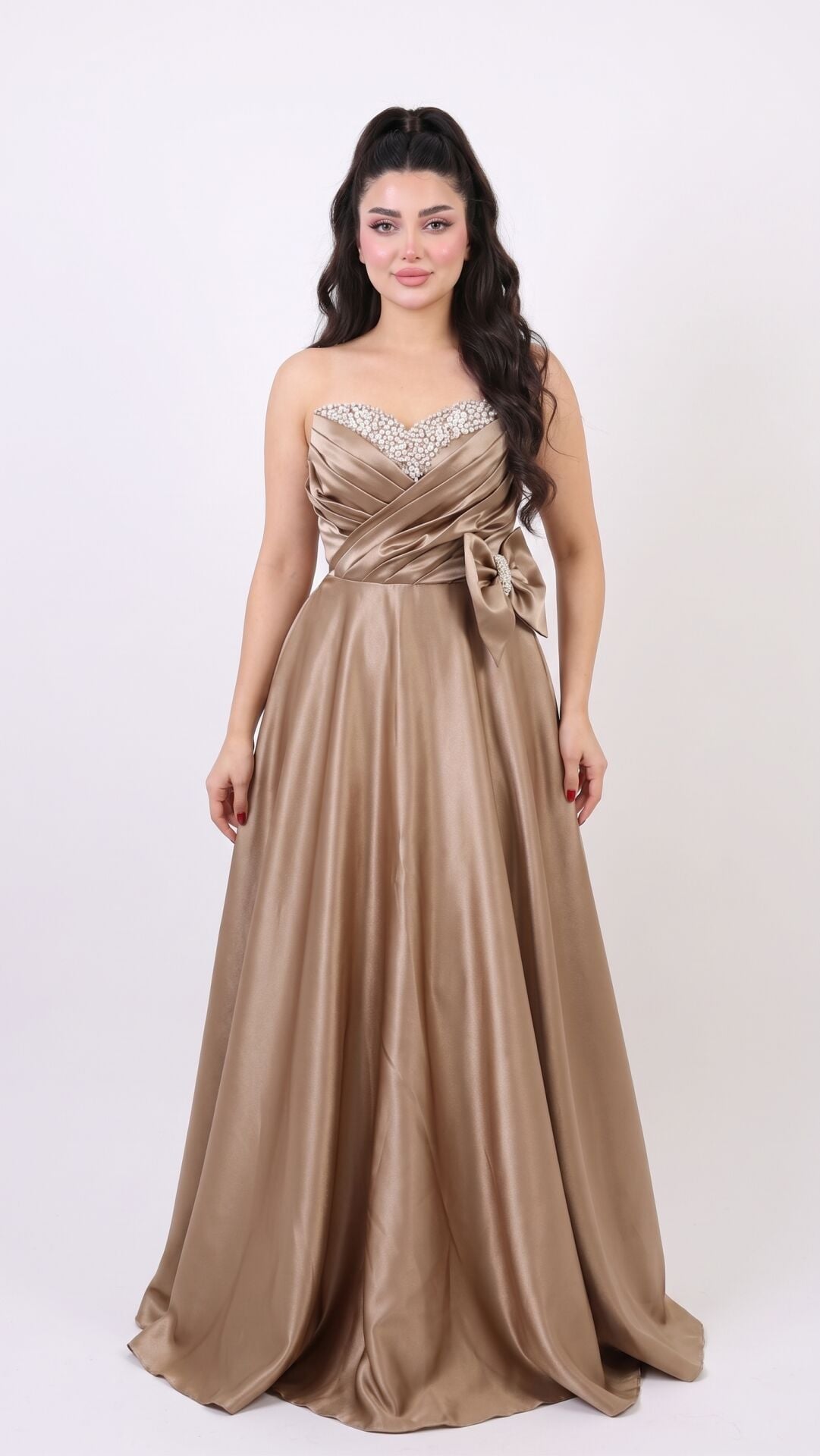GOLD KURDELE DETAYLI SATEN ABİYE 42