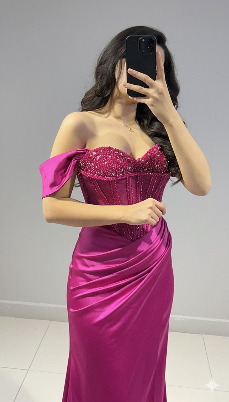 SATEN KOLLARI DÜŞÜK PEMBE TASARRIM ABİYE 36