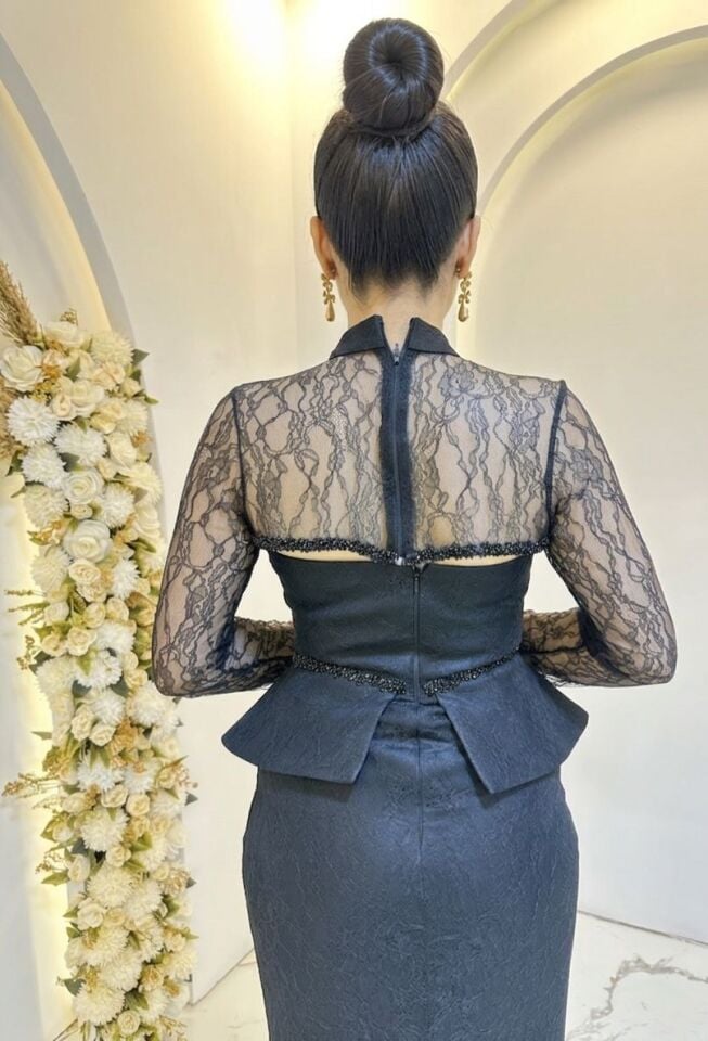DANTELLİ BOLERO SİYAH BALIK ABİYE