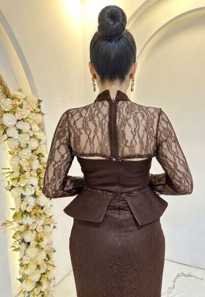 DANTELLİ BOLERO KAHVERENGİ BALIK ABİYE 38