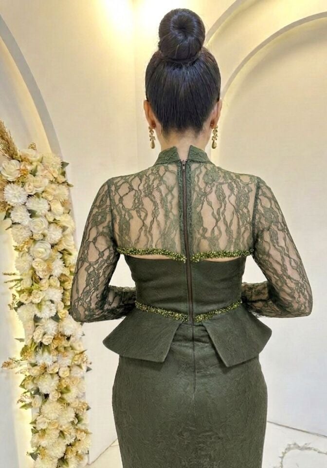 DANTELLİ BOLERO YEŞİL BALIK ABİYE 38