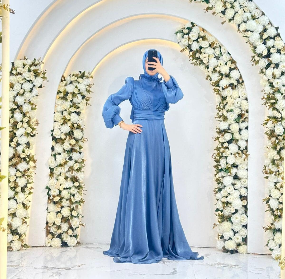 SATEN DOKULU A KESİM MAVİ ABİYE 44