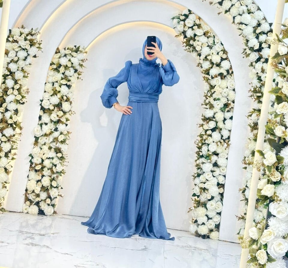 SATEN DOKULU A KESİM MAVİ ABİYE 44