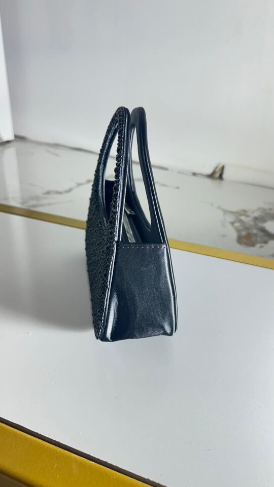 Siyah Taşlı Abiye Çantası