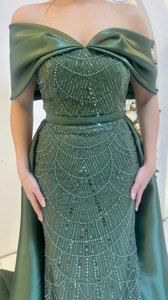 BALIK UZUN PELERİN YEŞİL ABİYE 50