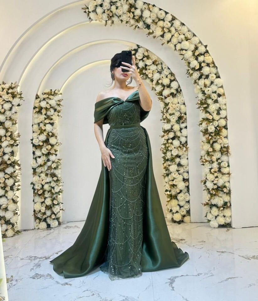 BALIK UZUN PELERİN YEŞİL ABİYE 50