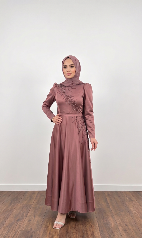 GÜL KURUSU  SALKIM İŞLEMELİ ABİYE 38