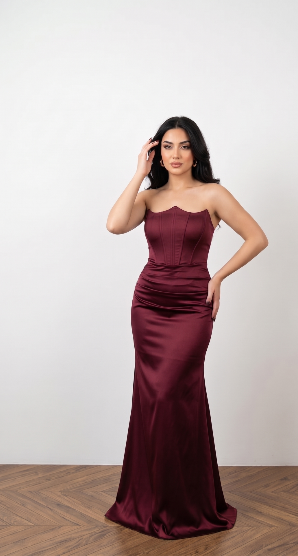 ZARİF SATEN BORDO ABİYE 36