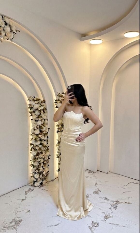 ZARİF SATEN BEJ ABİYE 36