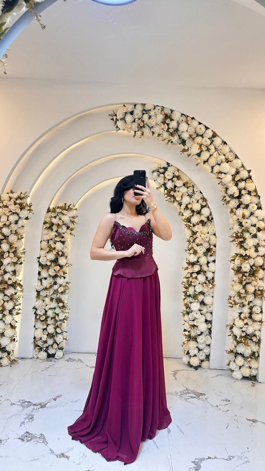 İNCE ASKILI KALP YAKA A KESİM MOR ABİYE 38