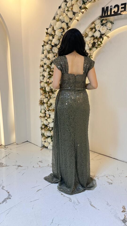 BONCUK İŞLEMELİ YEŞİL ABİYE 38