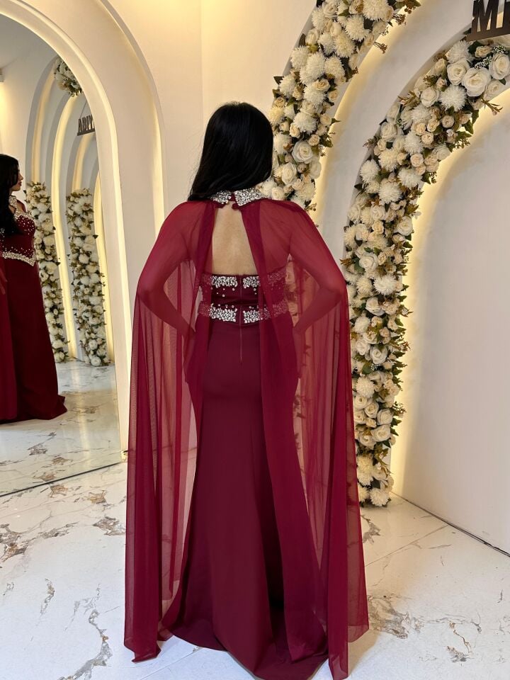 BORDO  PELERİNLİ TAŞ ABİYE 44