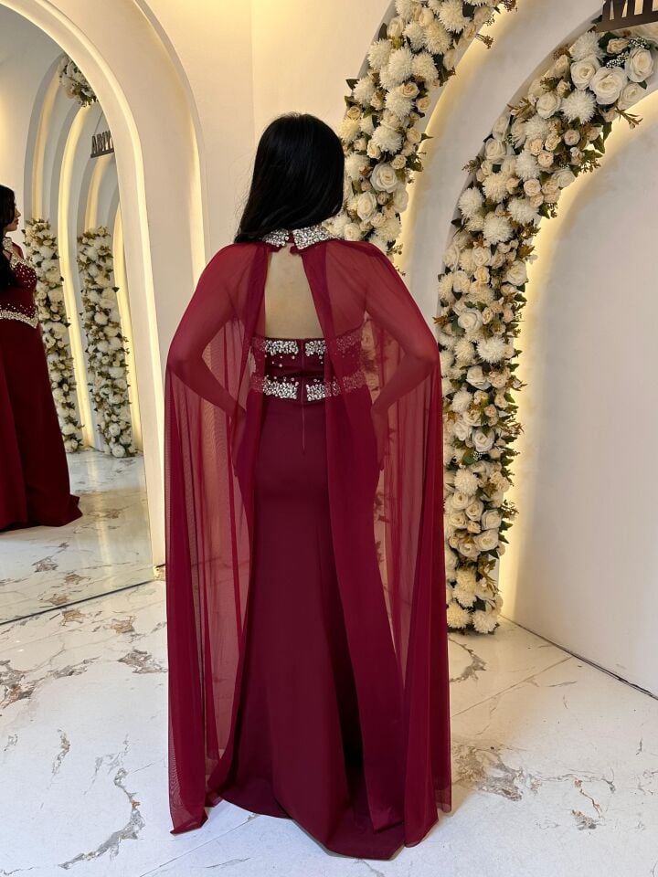 BORDO  PELERİNLİ TAŞ ABİYE 42