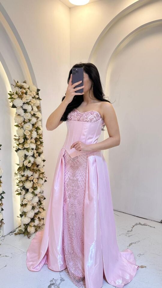 PEMBE KORSELİ BALIK BELDEN PELERİNLİ ABİYE 42